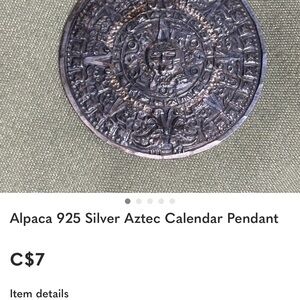 Silver Aztec Calendar Pendant